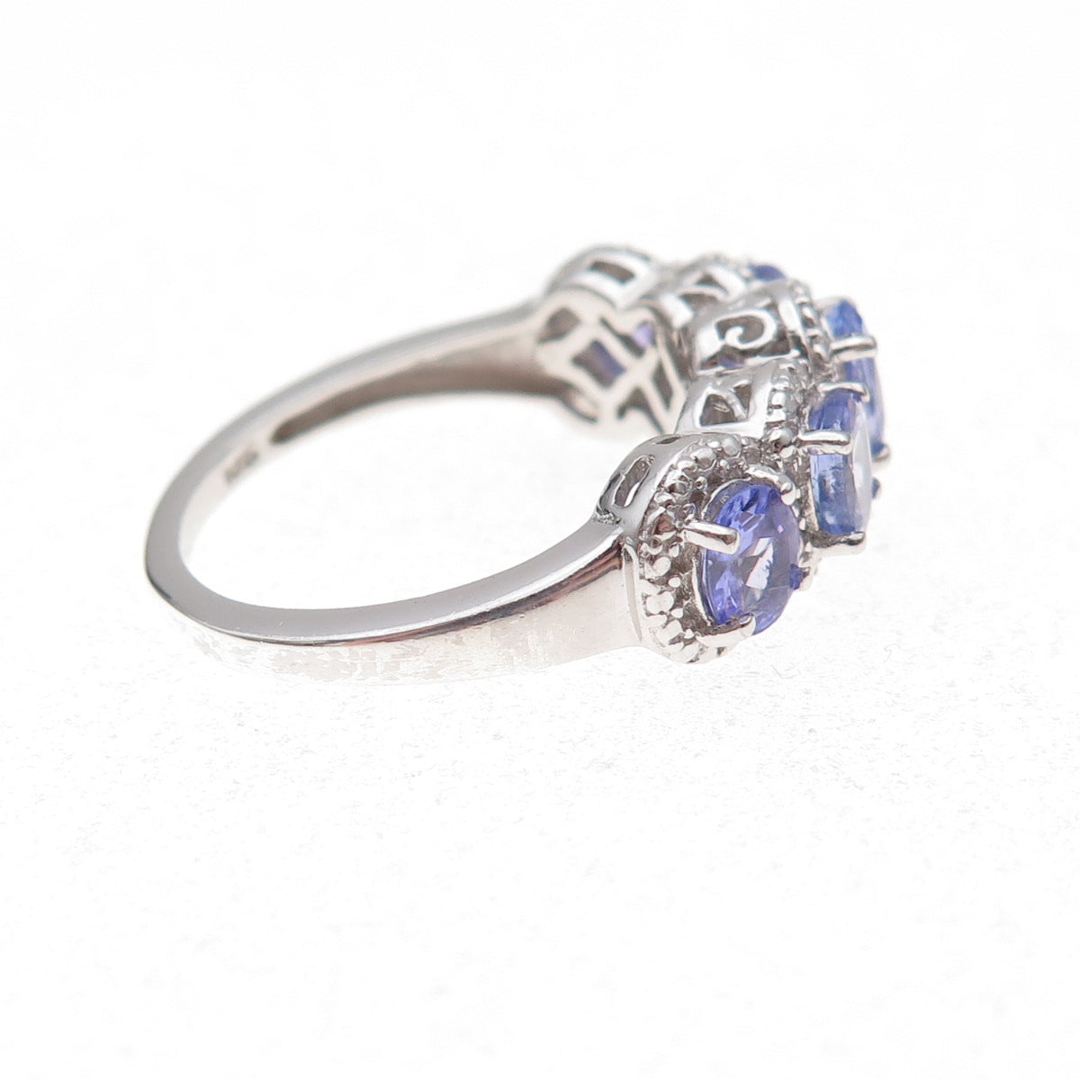 Chuck Clemency 925 Sterling Silver Real Oval-Cut Tanzanite Ring Size 7.75