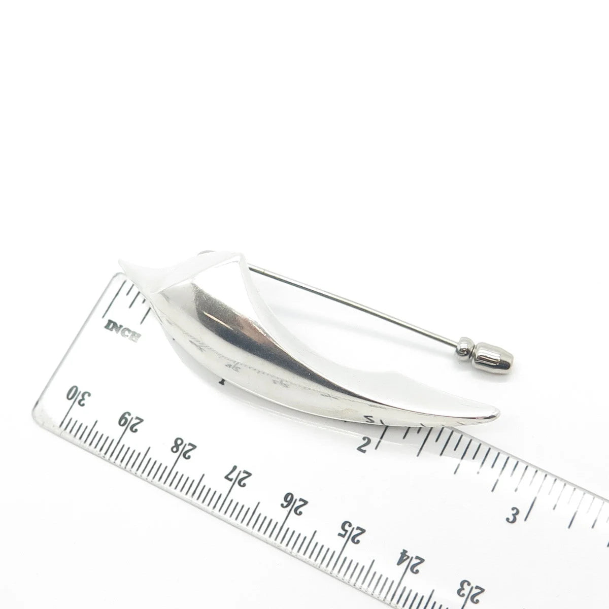 925 Sterling Silver Vintage Fang Lapel Pin