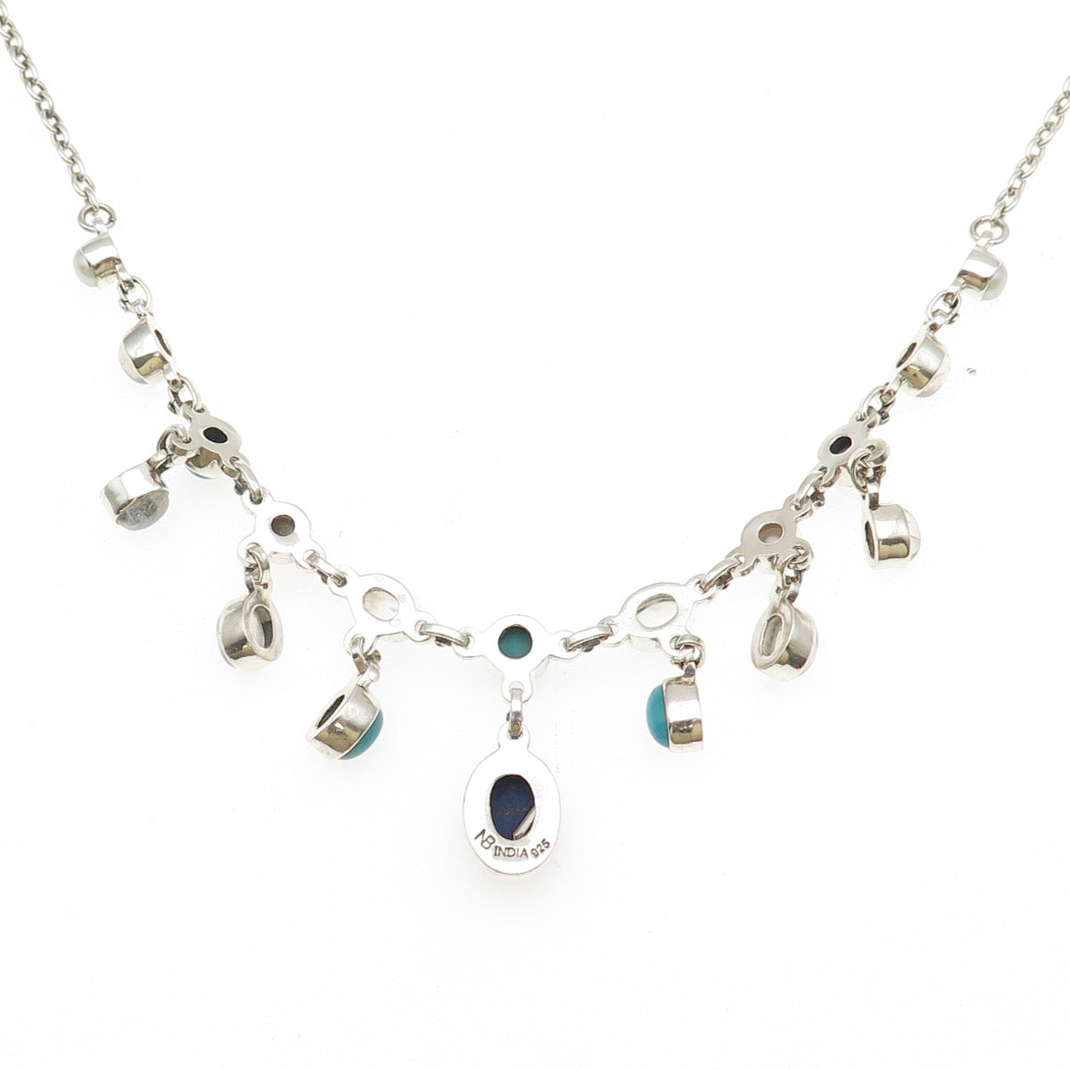 Nicky Butler Sterling Vintage Turquoise Pearl Lapis & Moonstone Necklace 18-20"