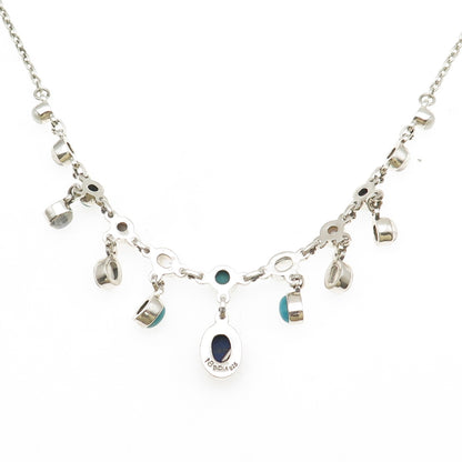 Nicky Butler Sterling Vintage Turquoise Pearl Lapis & Moonstone Necklace 18-20"
