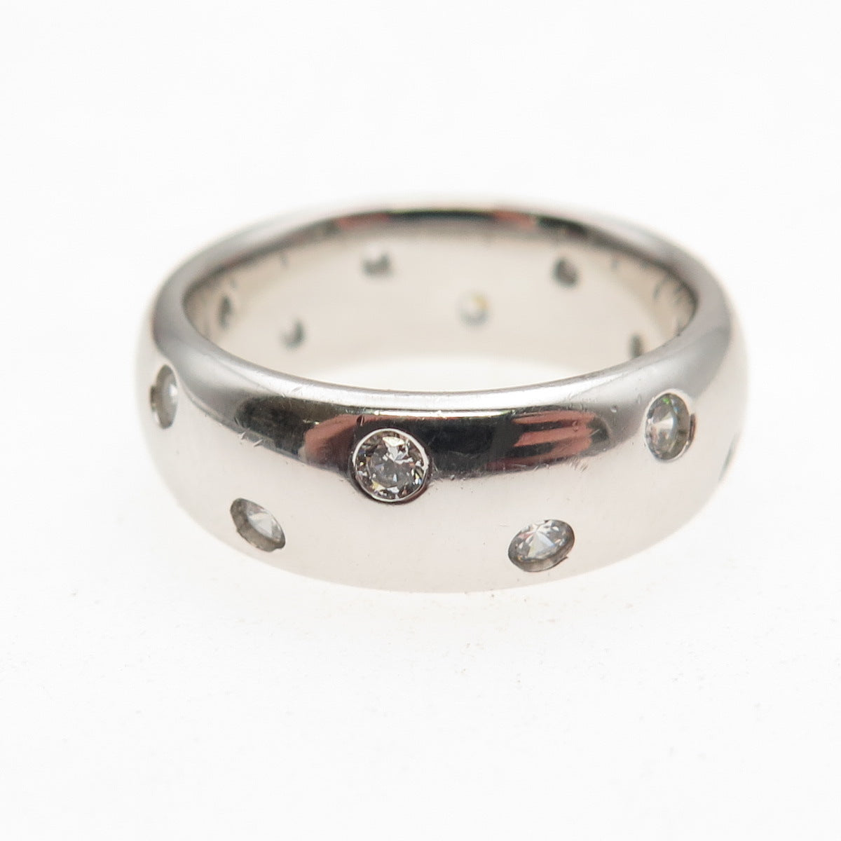 925 Sterling Silver Round-Cut C Z Band Ring Size 7.25