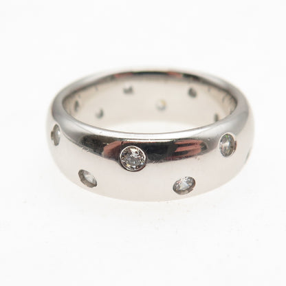 925 Sterling Silver Round-Cut C Z Band Ring Size 7.25