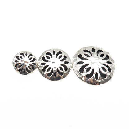ANNIKA WITT 925 Sterling Silver Vintage Flower Hammered Shadow Box Slide Pendant