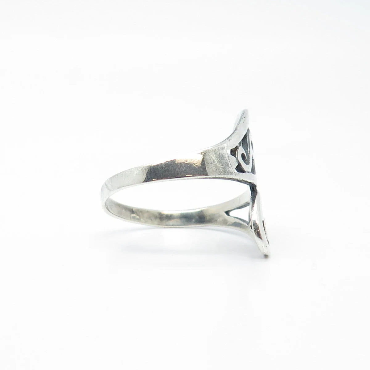 925 Sterling Silver Vintage Swirl Bypass Ring Size 8.75