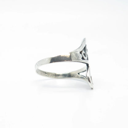 925 Sterling Silver Vintage Swirl Bypass Ring Size 8.75