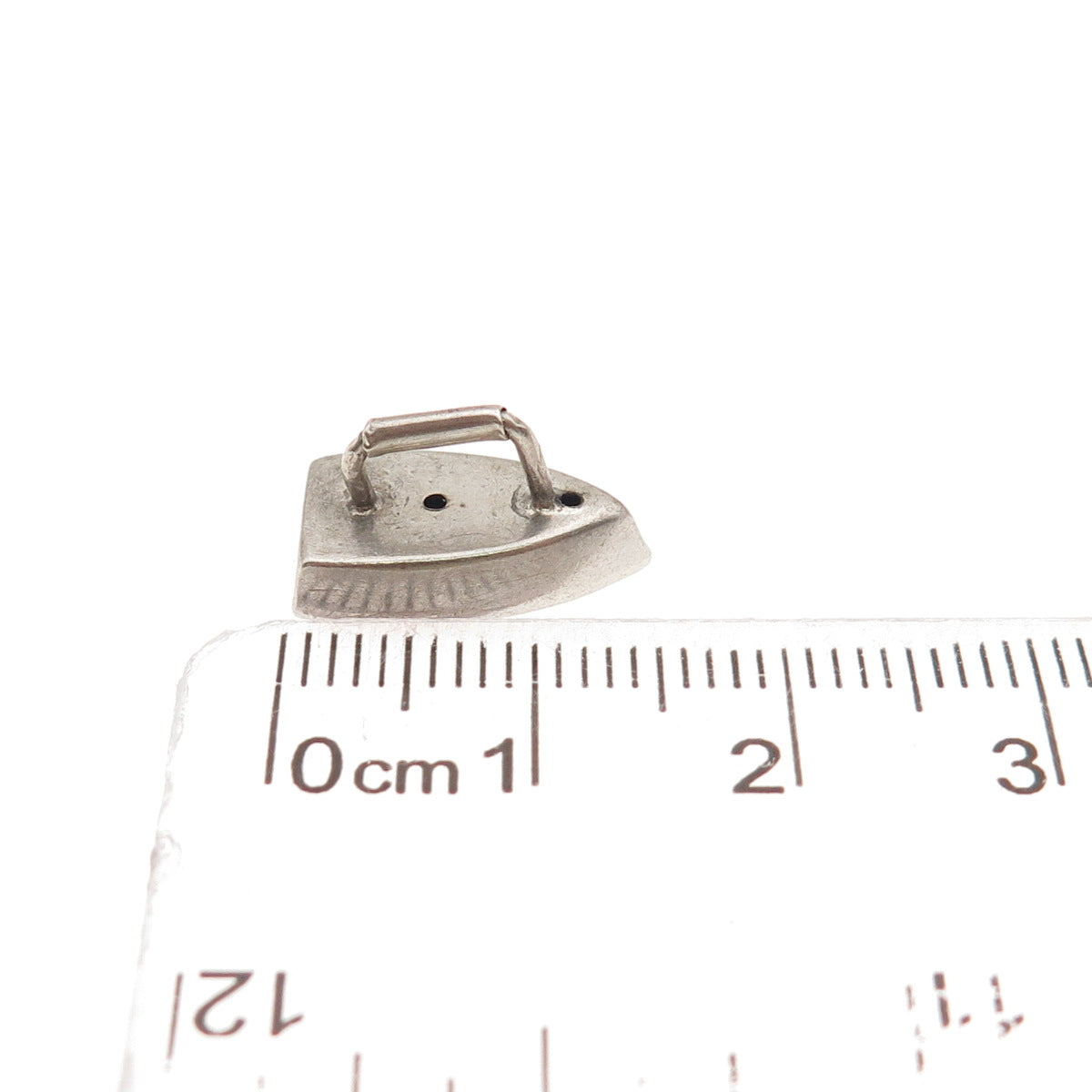 925 Sterling Silver Antique Art Deco Laundry Iron 3D Mini Charm Pendant