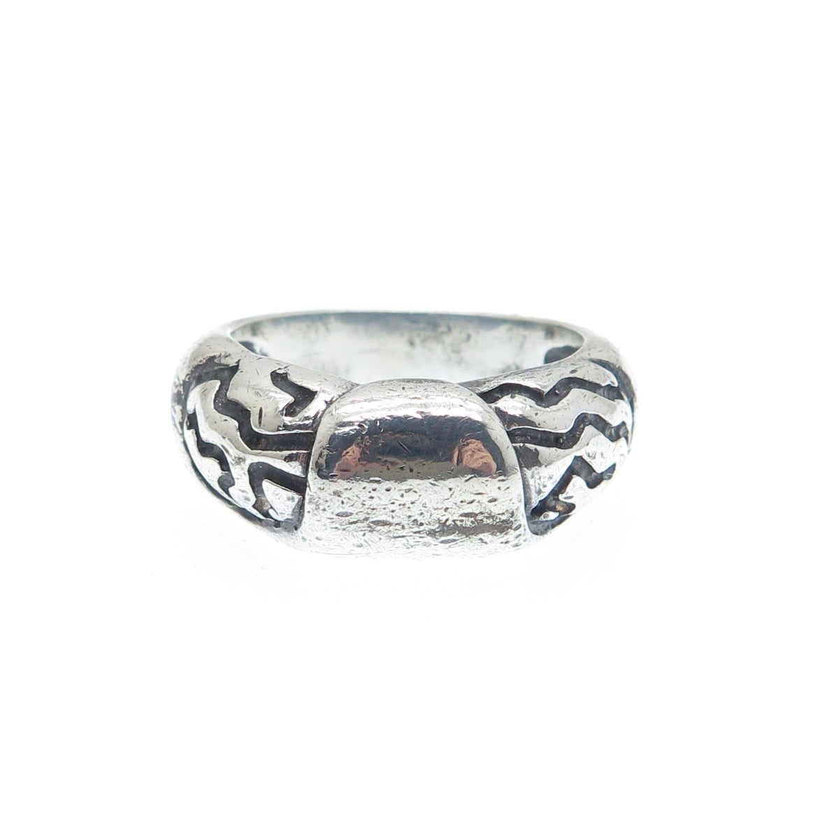 925 Sterling Silver Vintage Modernist Oxidized Ring Size 6.25