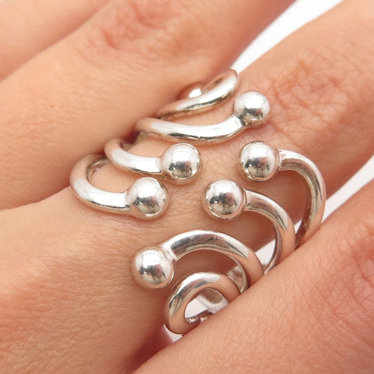 925 Sterling Silver Vintage ATI Ornate Wide Ring Size 9.25
