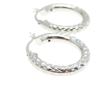 925 Sterling Silver Diamond-Cut Hoop Earrings