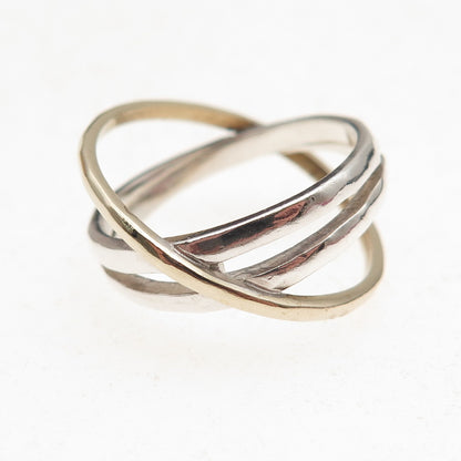 Silpada 925 Sterling Silver 2-Tone Vintage Hammered Crisscross Ring Size 8