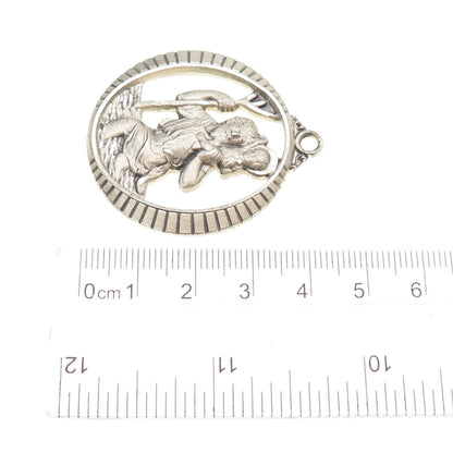 HAYWARD 925 Sterling Silver Vintage St. Christopher Oxidized Pendant