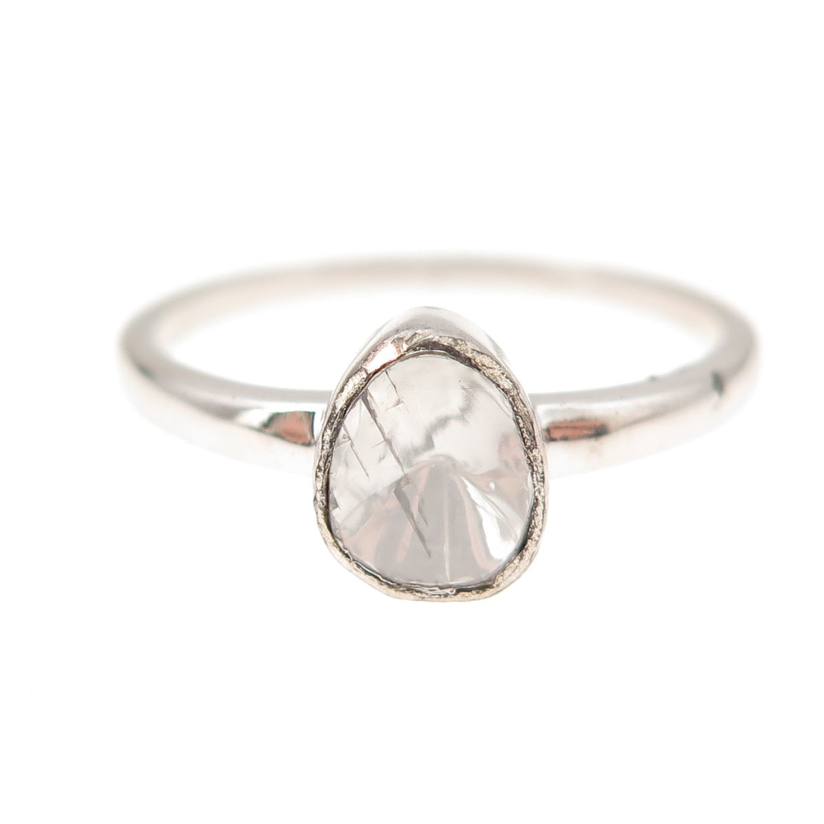 D'Joy 925 Sterling Silver Real Rose-Cut Diamond Engagement Ring Size 8