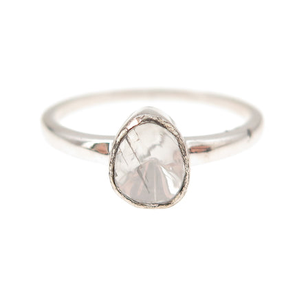 D'Joy 925 Sterling Silver Real Rose-Cut Diamond Engagement Ring Size 8