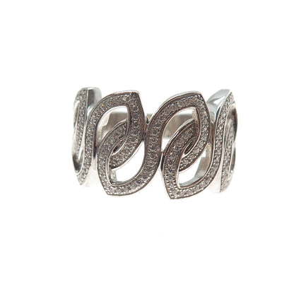 925 Sterling Silver Round-Cut C Z Interlocked Link Ring Size 9.25