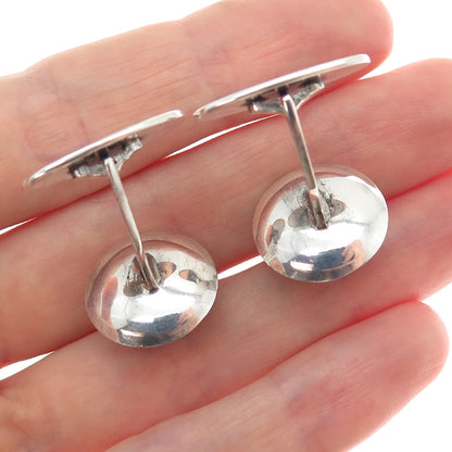 N.E. FROM 925S Sterling Silver Vintage Denmark Real Hematite Modernist Cufflinks