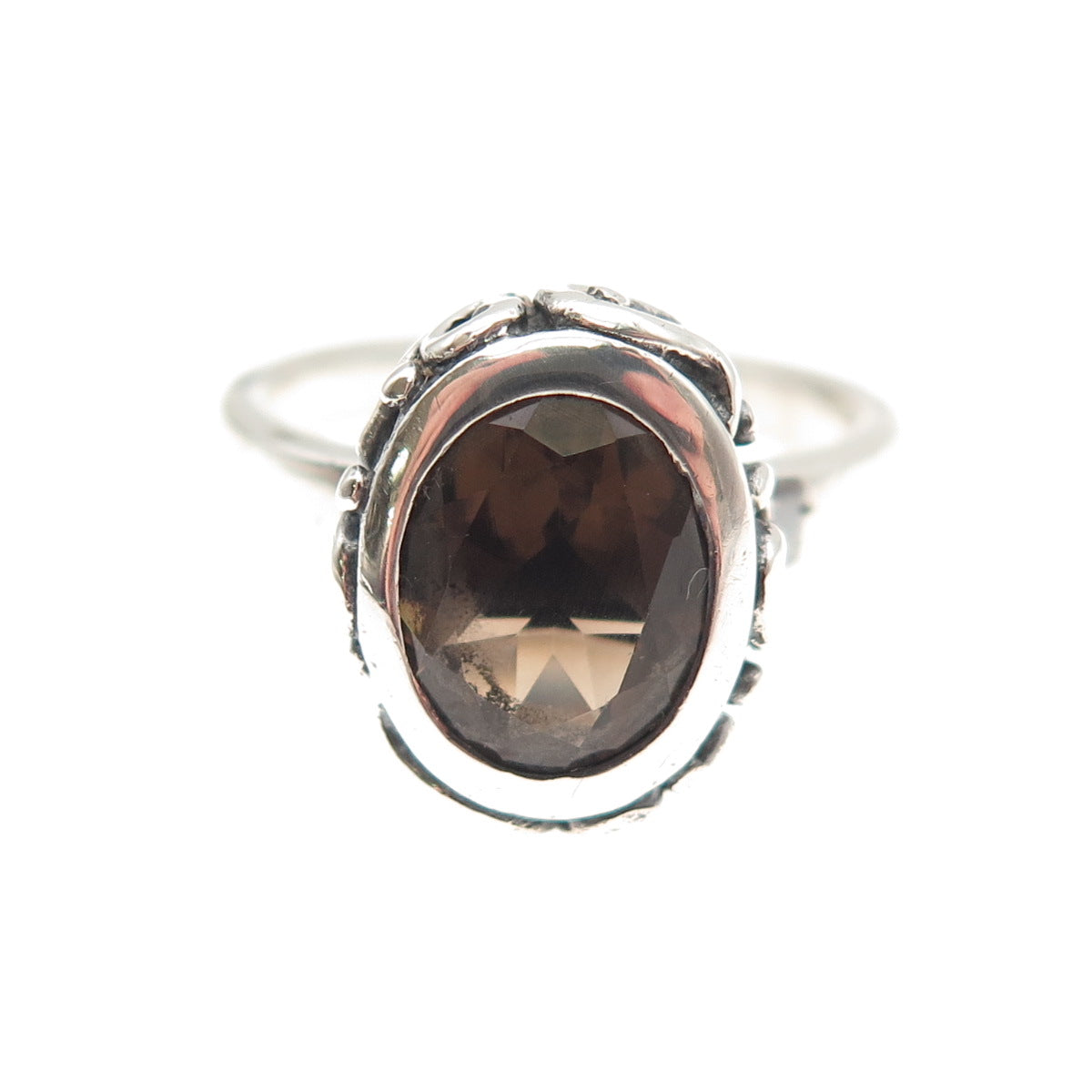 Silpada 925 Sterling Silver Vintage Real Smoky Quartz Swirl Ring Size 8