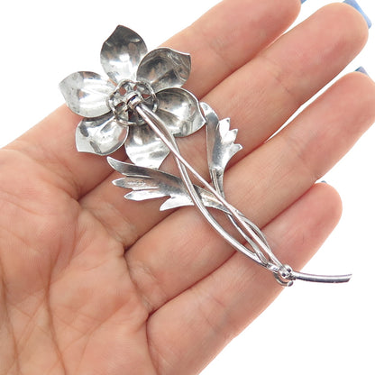 Harry S. Bick 925 Sterling Silver Antique Art Deco Flower Oxidized Pin Brooch