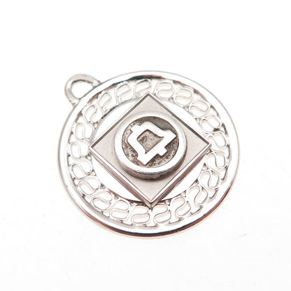 925 Sterling Silver Vintage Bell Eternal Curve Charm Pendant