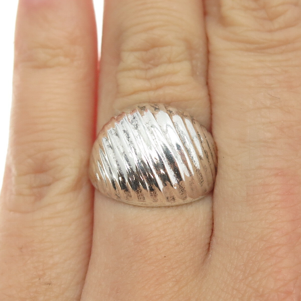 925 Sterling Silver Vintage Modernist Dome Ring Size 6.75