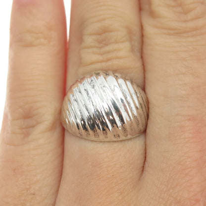 925 Sterling Silver Vintage Modernist Dome Ring Size 6.75