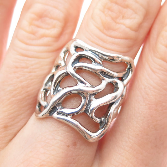 HAGIT GORALI Sterling Silver Vintage Israel Modernist Abstract Swirl Ring Size 7