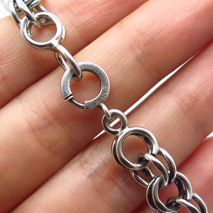 925 Sterling Silver Vintage Double Cable Link Bracelet 7.25"