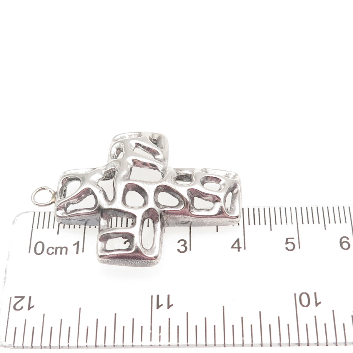 925 Sterling Silver Vintage Modernist Cross Charm Pendant
