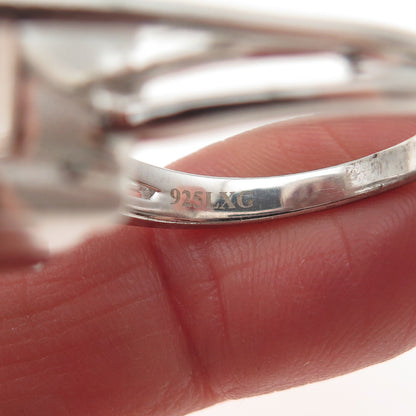 925 Sterling Silver Real Cushion-Cut Rose Quartz Swirl Ring Size 10.25