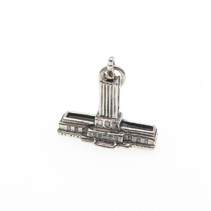 DANECRAFT 925 Sterling Silver Vintage Independence Hall Oxidized Mini 3D Pendant