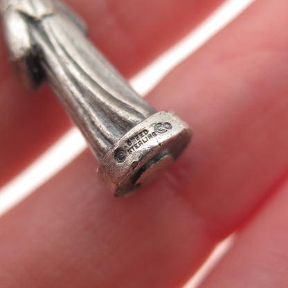 CREED 925 Sterling Silver Antique Art Deco St. Emma Oxidized Mini Charm Pendant