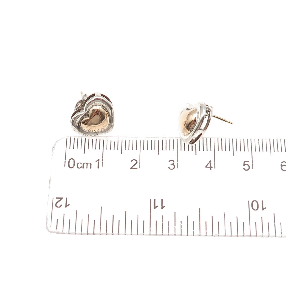 Ross Simons 925 Sterling Silver 18K Gold Vintage Heart Stud Earrings