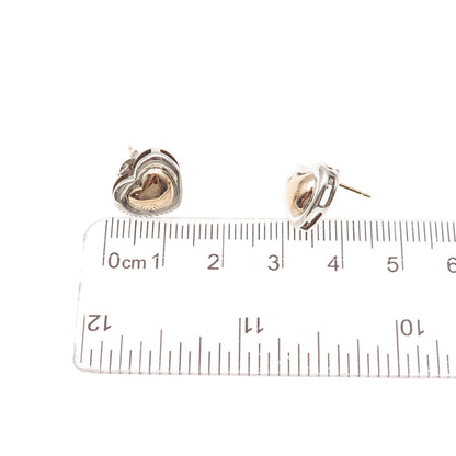 Ross Simons 925 Sterling Silver 18K Gold Vintage Heart Stud Earrings