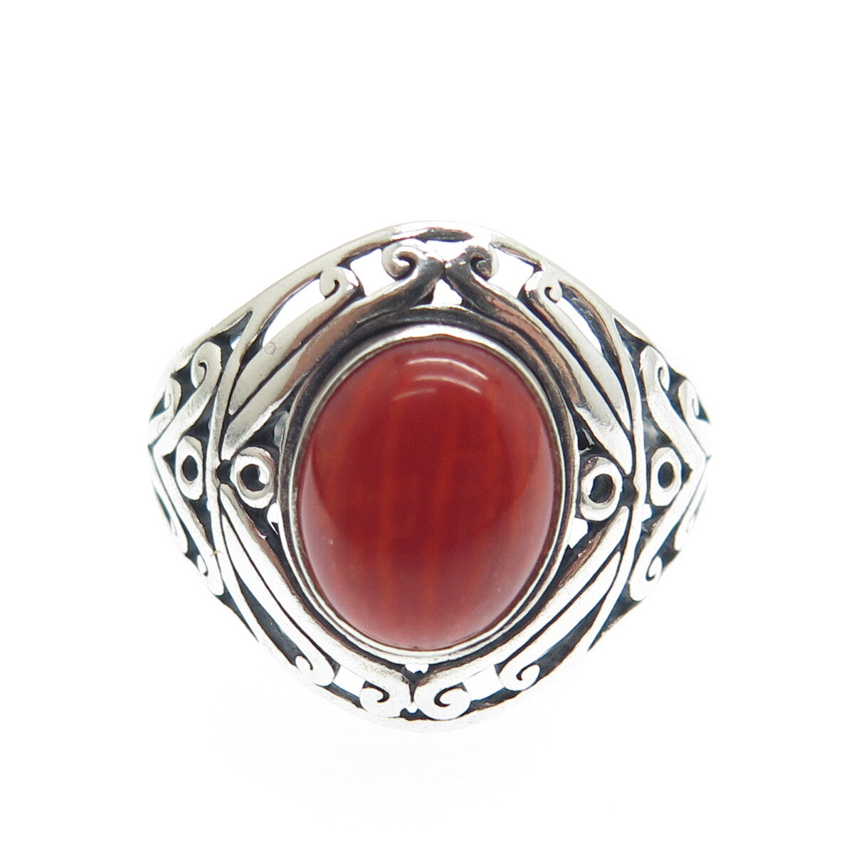 MG MICHAEL GOLAN 925 Sterling Silver Vintage Red Jasper Ethnic Ring Size 7.25