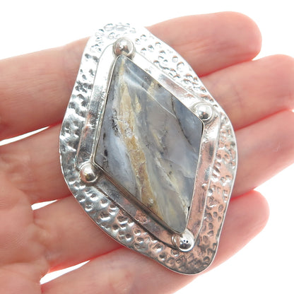 KOBI ROTH 950 Silver Vintage Israel Real Agate Modernist Pendant