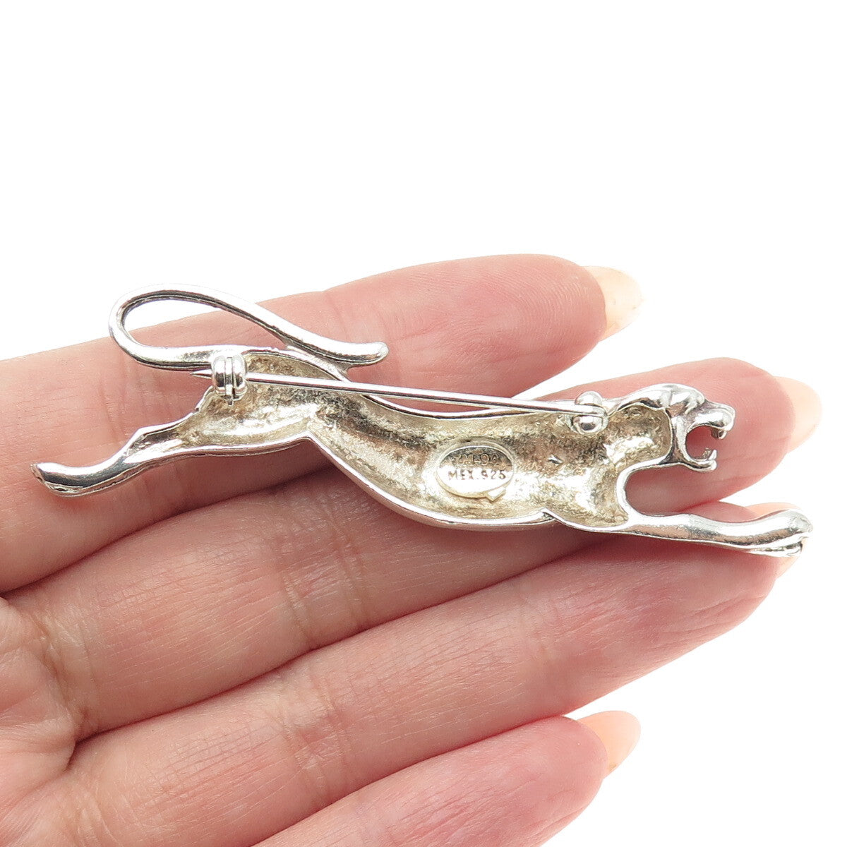 925 Sterling Silver Vintage Mexico Jaguar Pin Brooch