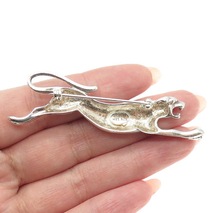 925 Sterling Silver Vintage Mexico Jaguar Pin Brooch
