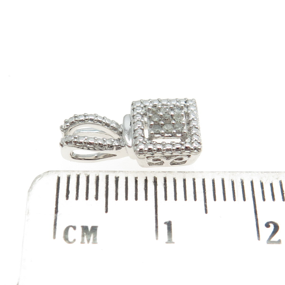 HAN 925 Sterling Silver Real Round-Cut Diamond Minimalist Pendant