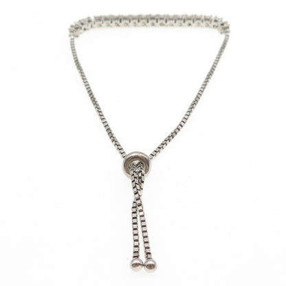 Chuck Clemency 925 Sterling Silver Real Diamond Adjustable Bolo Bracelet 6-8.25"