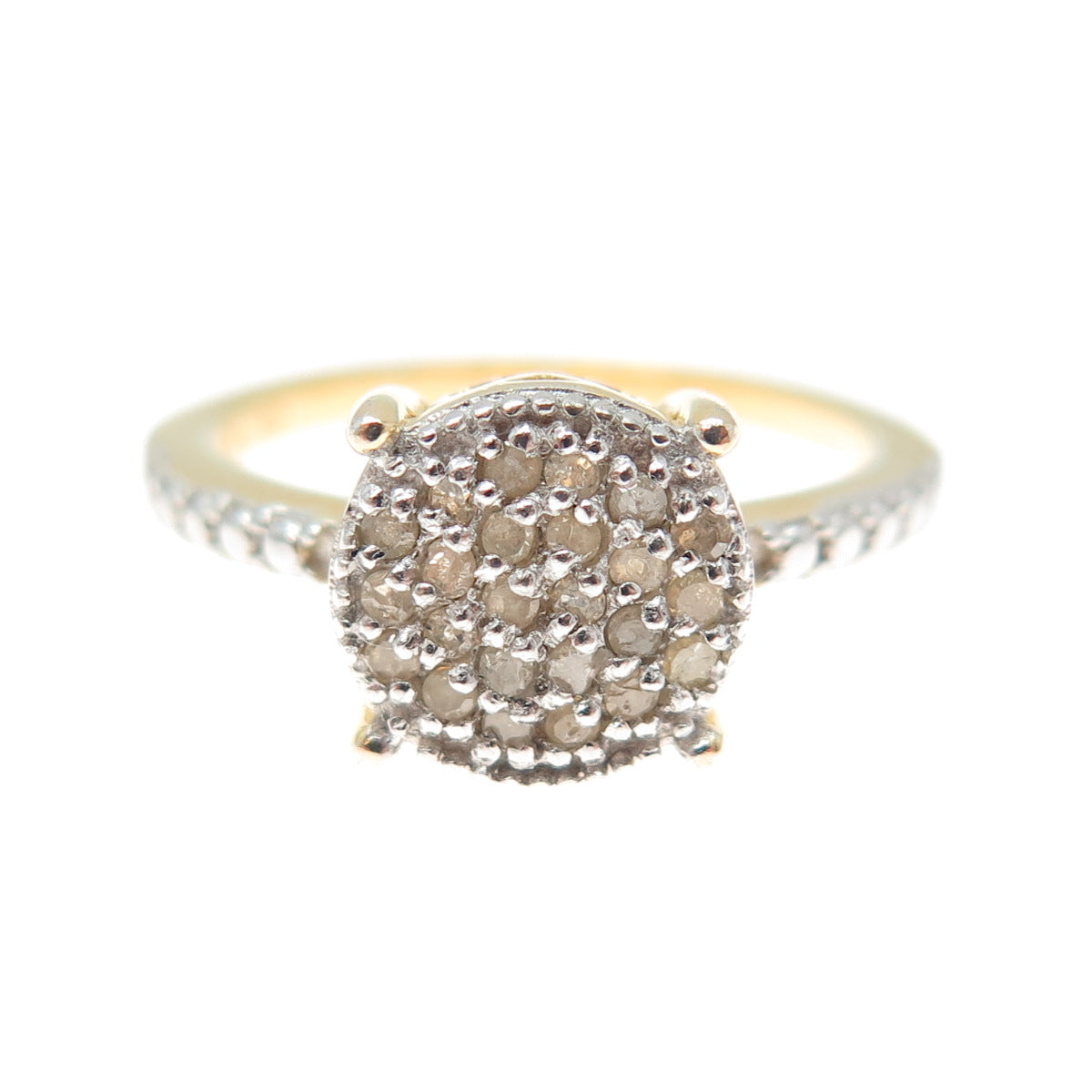 DBJ DEE BERKLE Sterling Silver Gold Plated Real Round-Cut Diamond Ring Size 6.25