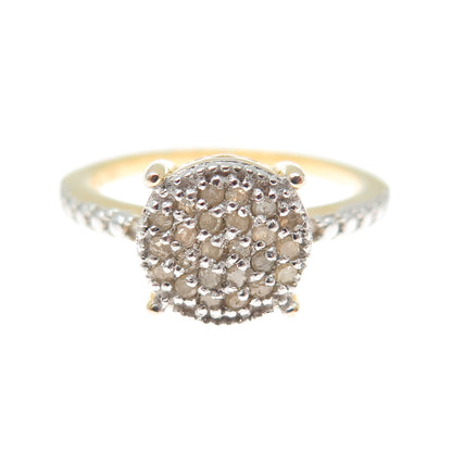 DBJ DEE BERKLE Sterling Silver Gold Plated Real Round-Cut Diamond Ring Size 6.25