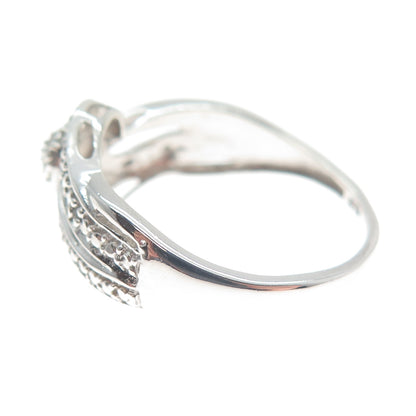 CHUCK CLEMENCY 925 Sterling Silver Real Round-Cut Diamond Ring Size 8.25