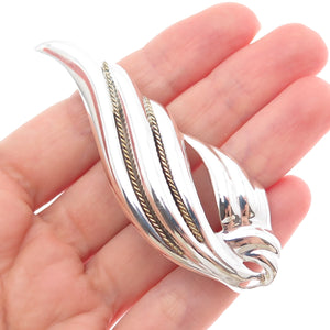 925 Sterling Silver 2-Tone Vintage Mexico Modernist Wing Pin Brooch