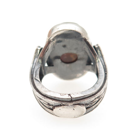 Old Pawn 925 Sterling Silver Vintage Southwestern Agate Tribal Ring Size 10.75