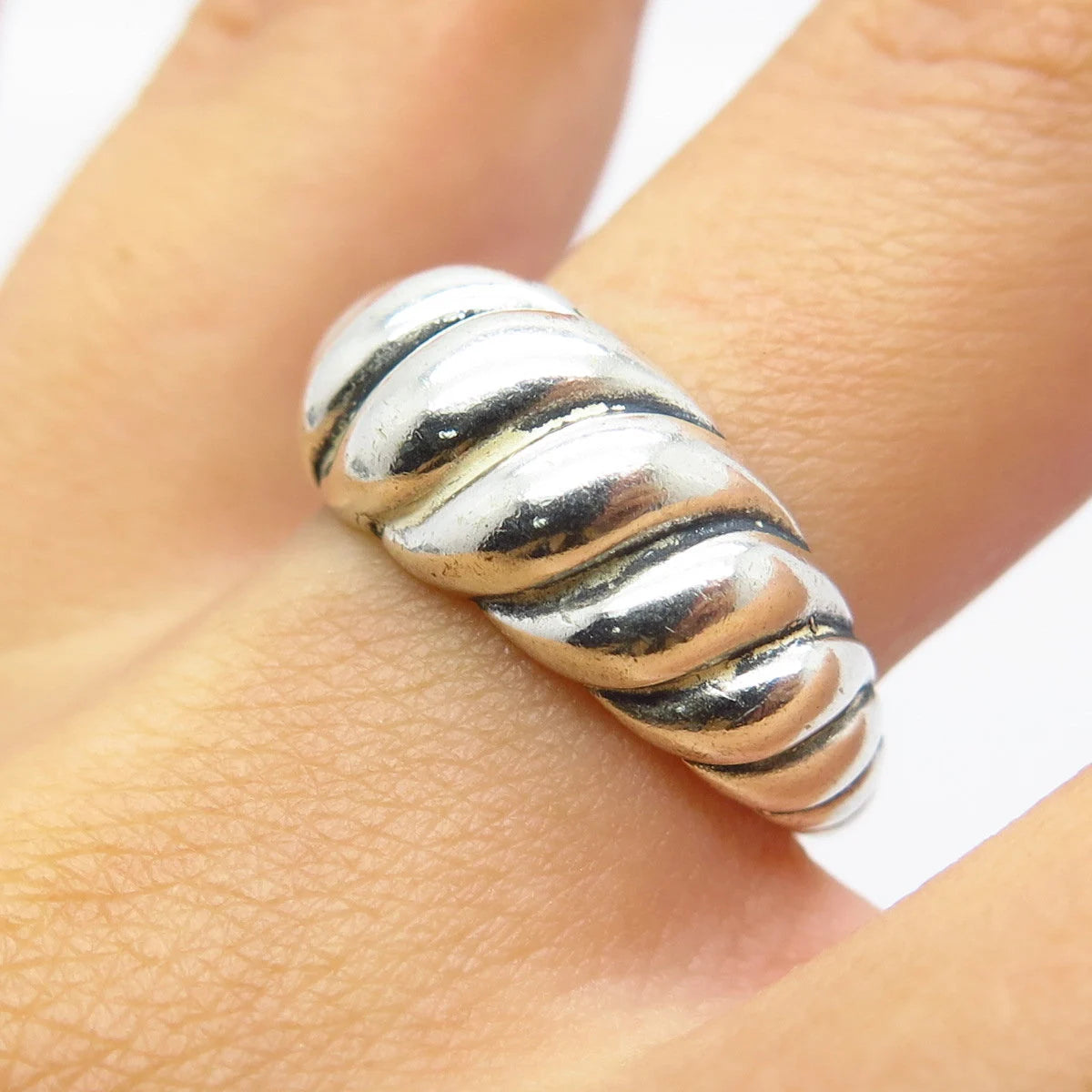 925 Sterling Silver Vintage Carolyn Pollack Ribbed Ring Size 6.25
