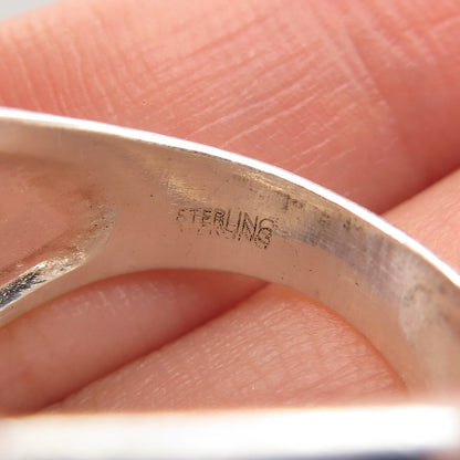 925 Sterling Silver Vintage Dotted Wide Overlap Ring Size 6.75