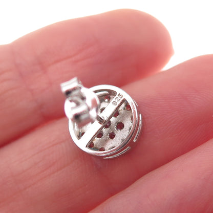 925 Sterling Silver Round-Cut C Z Stud Earrings