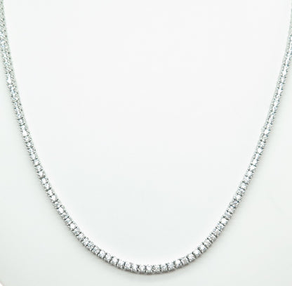 925 Sterling Silver Round-Cut C Z Tennis Chain Necklace 18"