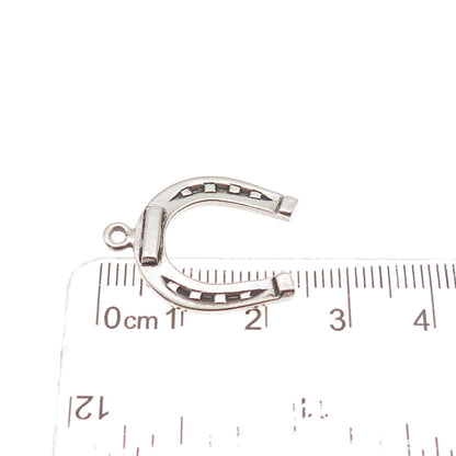 925 Sterling Silver Vintage Horseshoe Good Luck Oxidized Mini Charm Pendant