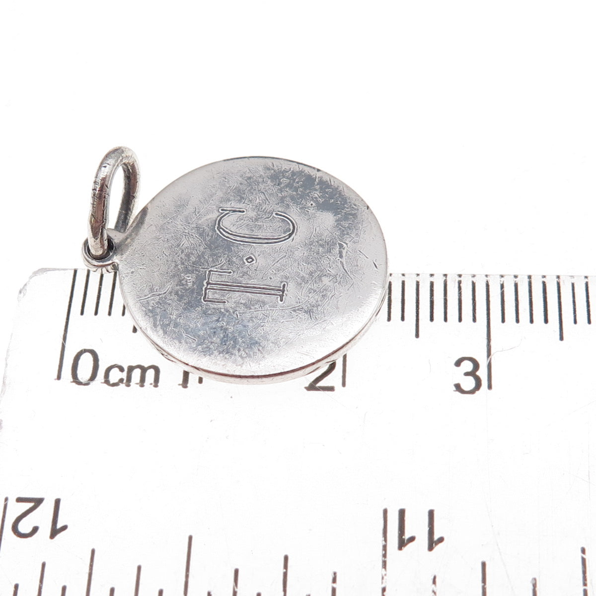 Tiffany & Co. 925 Sterling Silver Vintage Engraved Round Tag Charm Pendant