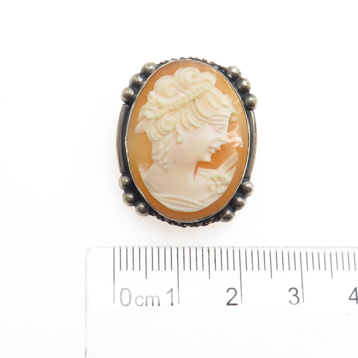 800 Silver Antique Cameo Victorian Lady Pin Brooch / Pendant